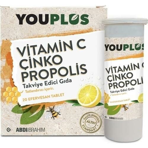 Youplus Vitamin C Çinko Propolis 20 Efervesan Tablet