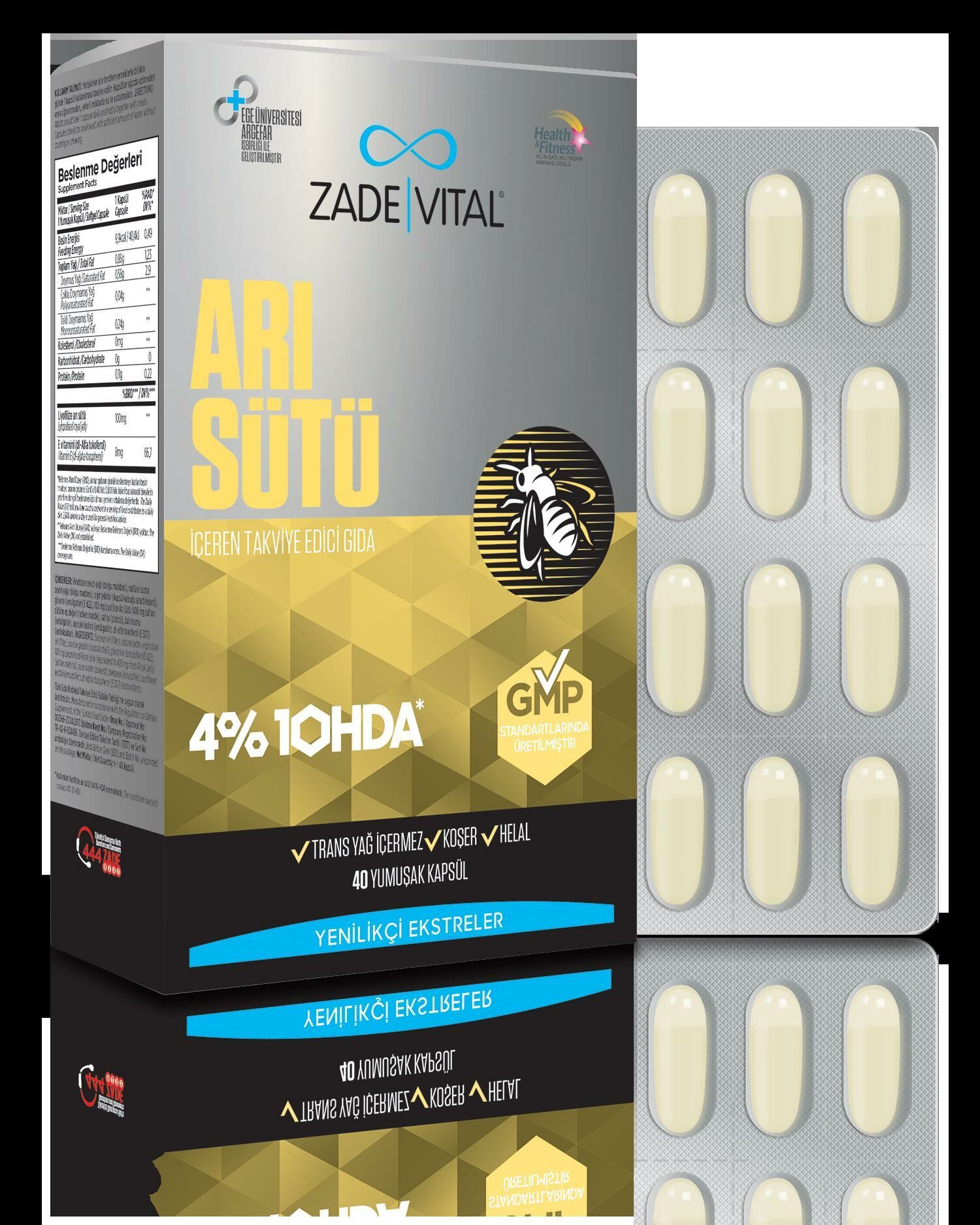 Zade Vital Arı Sütü 1000 mg 40 Kapsül